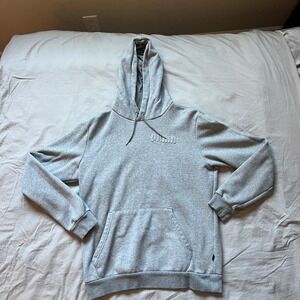 PUMA Hoodie Mens Size Small Gray Embossed Logo Pullover Sweatshirt Activewear